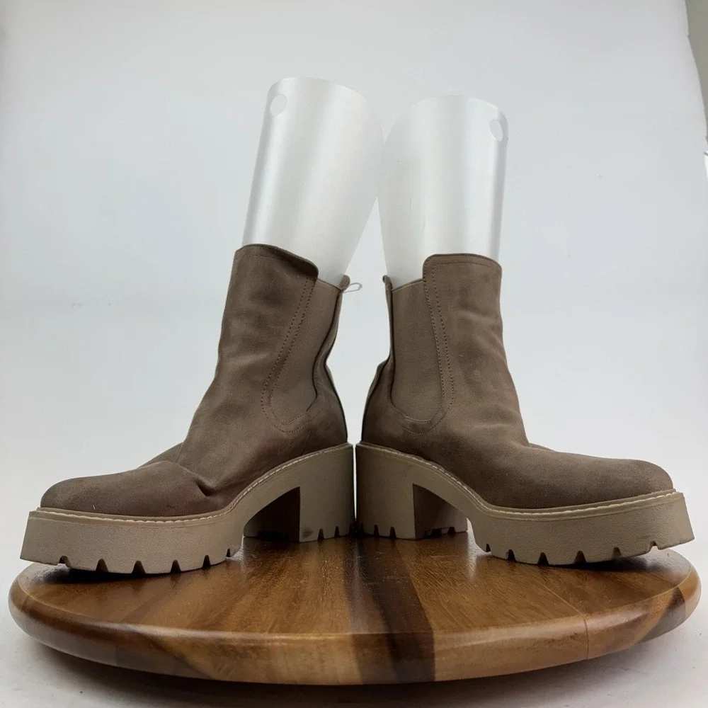 Womens Dolce Vita Tobias Brown Platform Lug Sole Heeled Chelsea Boots Size 11 M‎